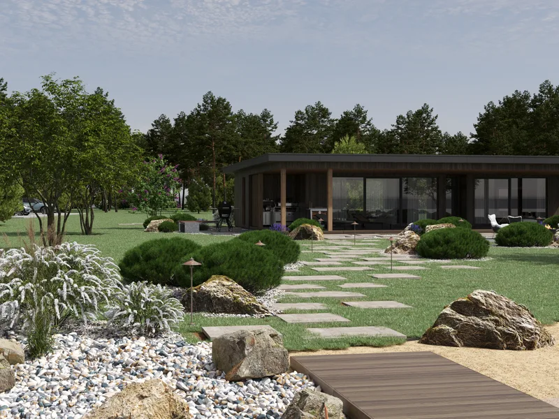 Kraštovaizdžio vizualizacija su želdynais ir gėlynais